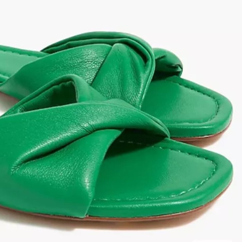 J. Crew Factory Green Picnic Twisted Slide Sandals Size 10 NWT